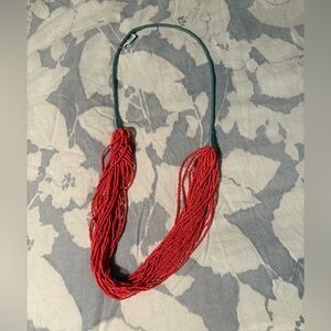 LOFT Red and Green Beaded Necklace